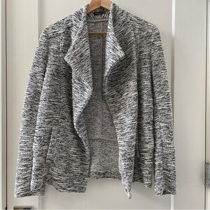 J.McLaughlin Open Cardigan Sweater Grey/White Women Size L